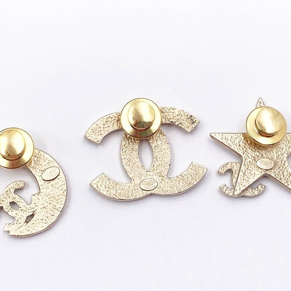 Chanel Rare Gold CC Moon Star Black Crystal 3 Pins - Picture 3 of 3